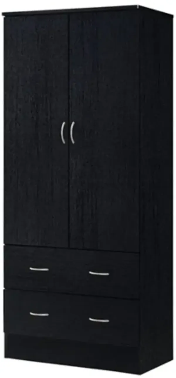 Hivvago 2 Door Wardrobe Armoire with 2 Drawers and Hanging Rod Storage