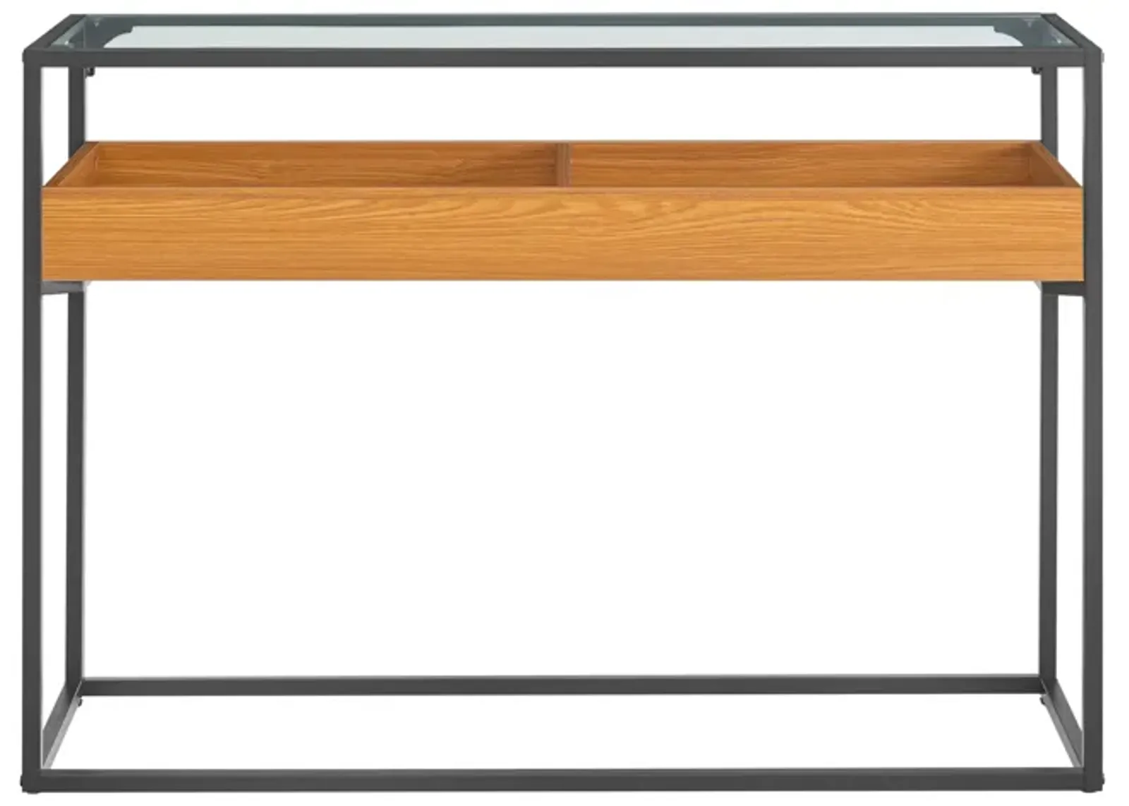 Saarinen Two-Level Modern Sunken Glass Display Shelf Rectangle Console Table