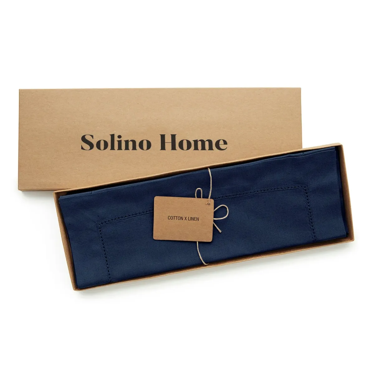 Solino Home Cotton Linen 14 x 19 Inch Placemats Set of 4 | Cotton Linen Hemstitch