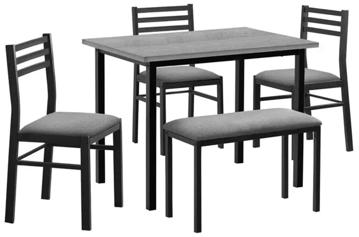 Dining Set, 5pcs Set, 40 Rectangular, Kitchen, Small, Black Metal