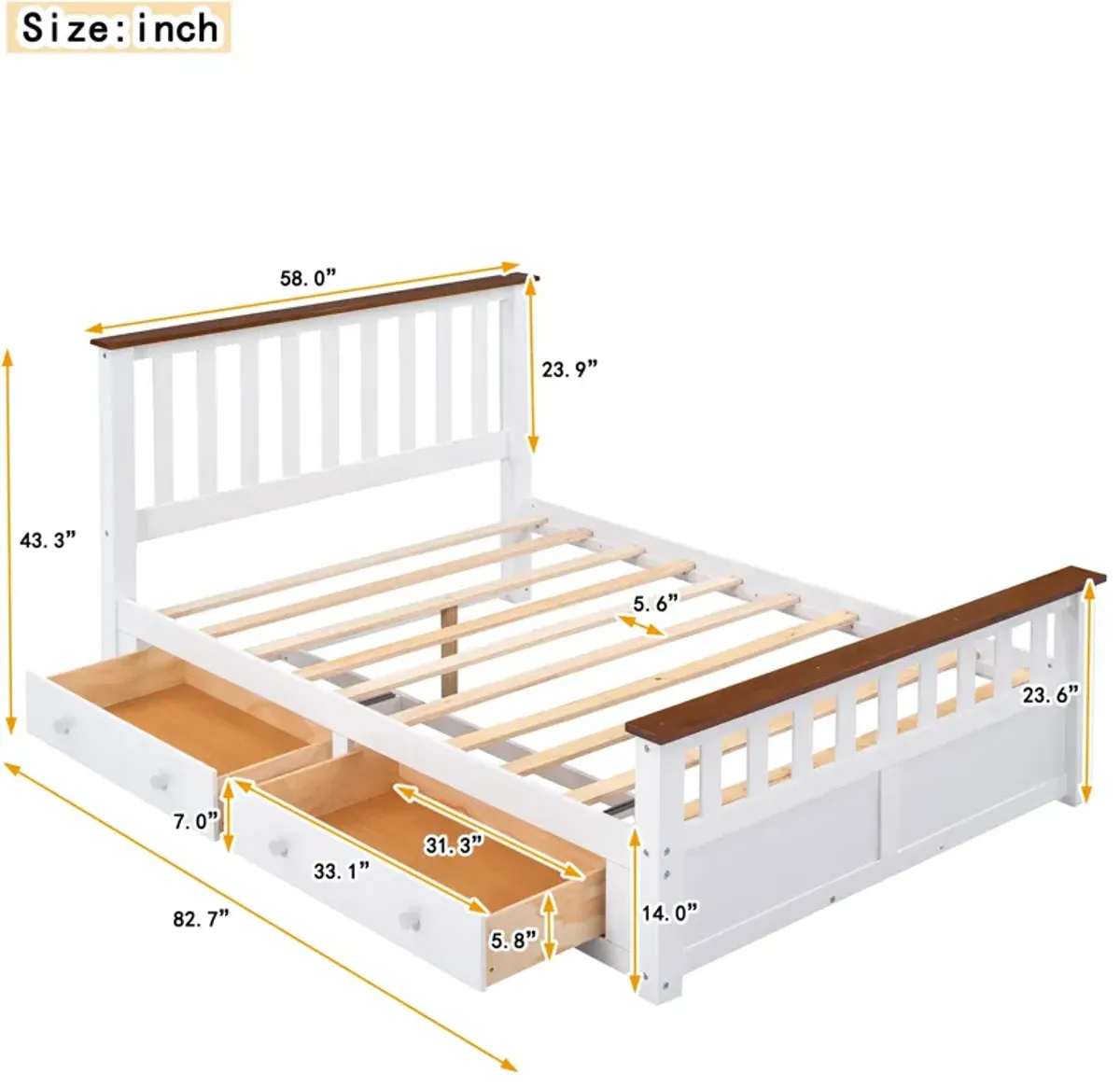 Merax Platform Bed with 2 Drawers