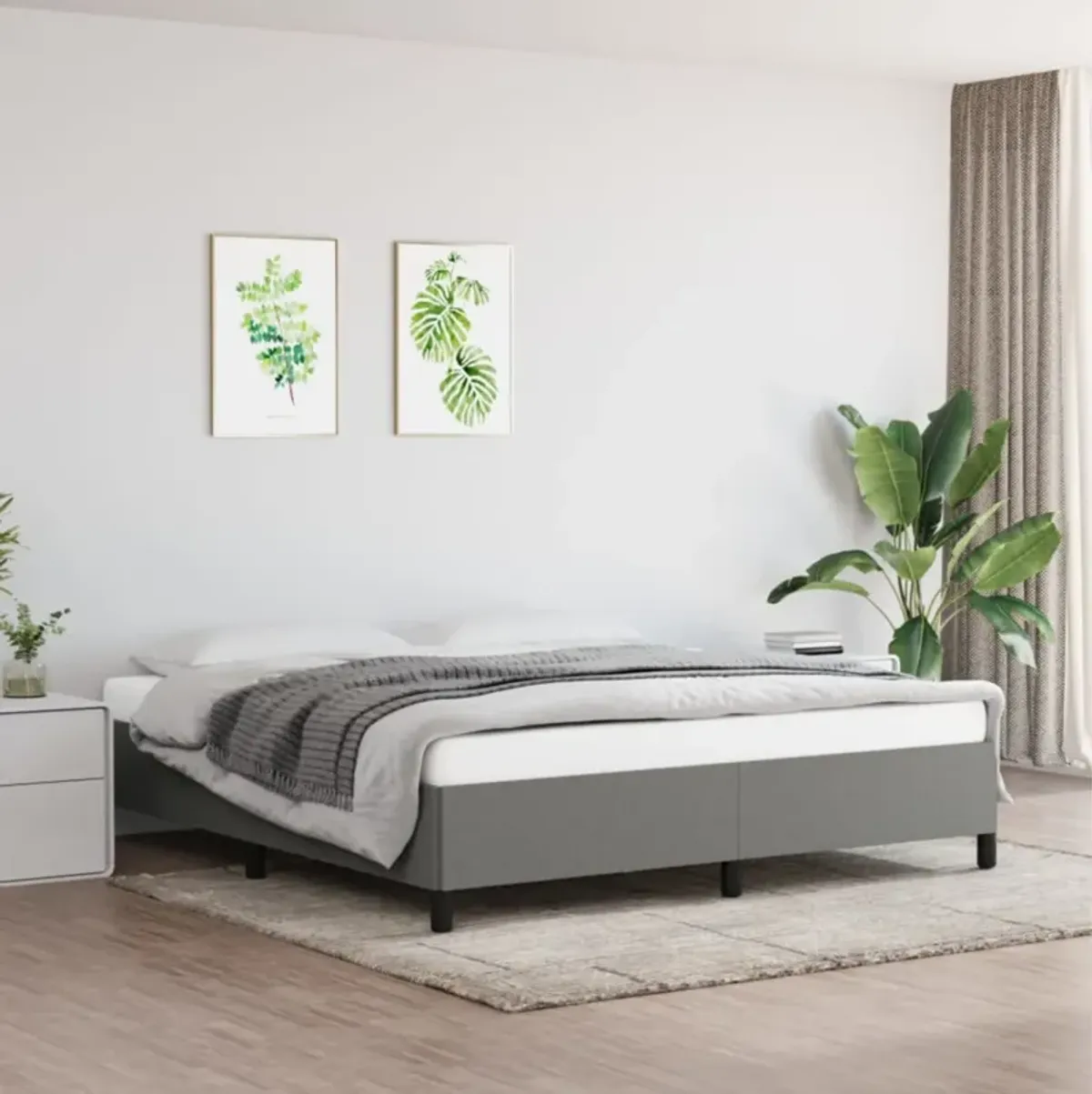 vidaXL Bed Frame Dark Gray 72"x83.9" California King Fabric