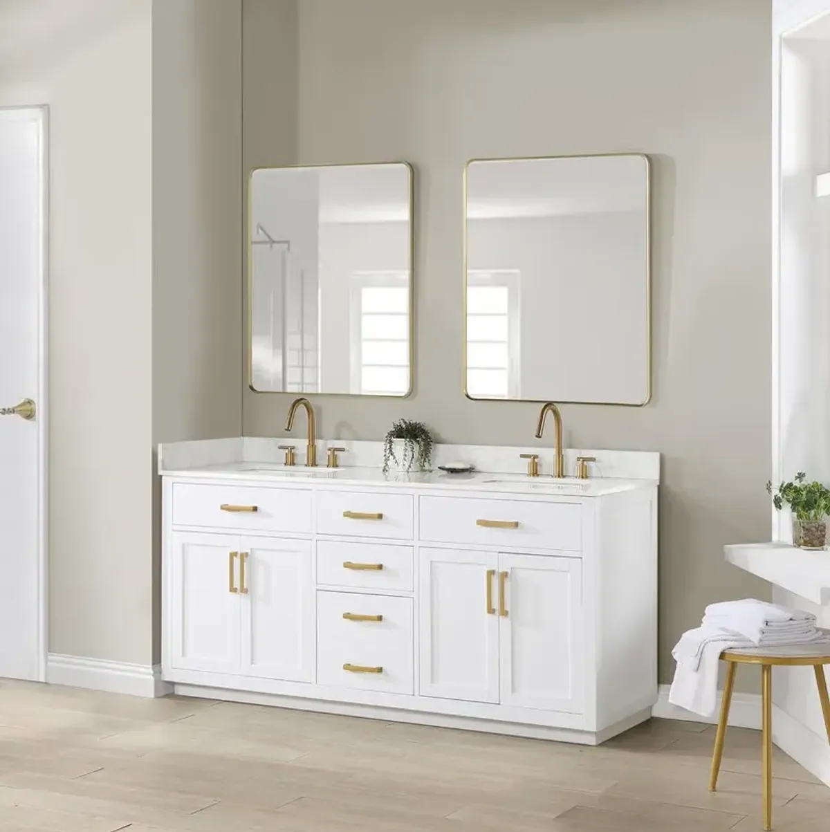 Altair 72 Double Bathroom Vanity in White without Mirror