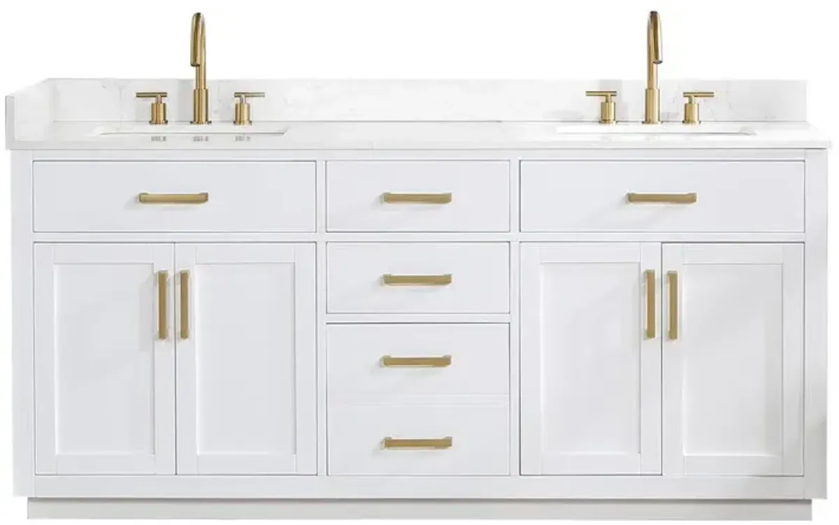 Altair 72 Double Bathroom Vanity in White without Mirror