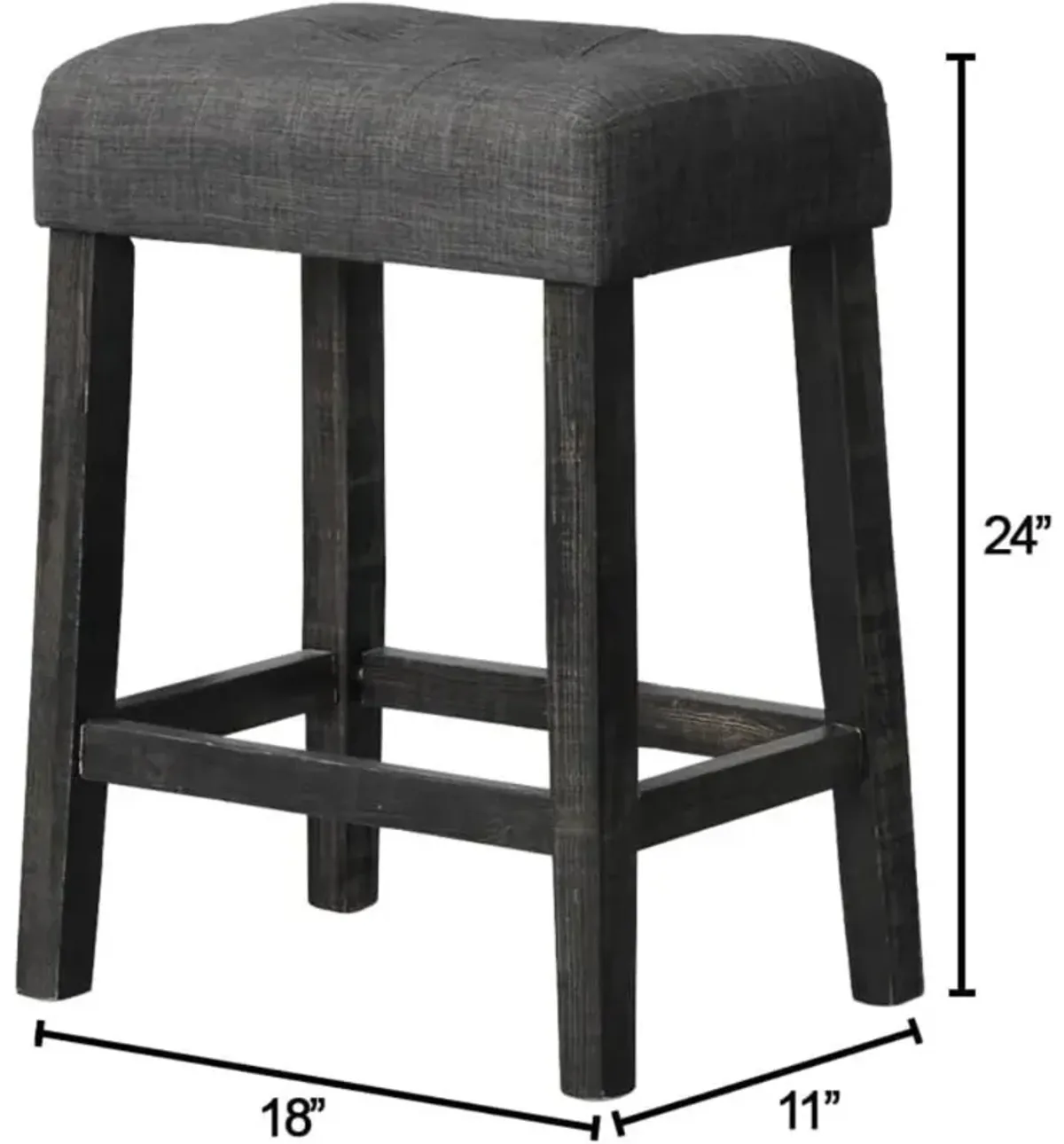 Best Master Furniture Yosef 24" Wood Counter Stool in Charcoal (Set of 2)