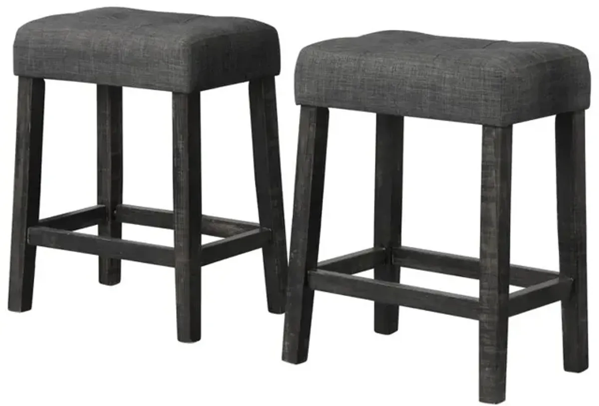 Best Master Furniture Yosef 24" Wood Counter Stool in Charcoal (Set of 2)