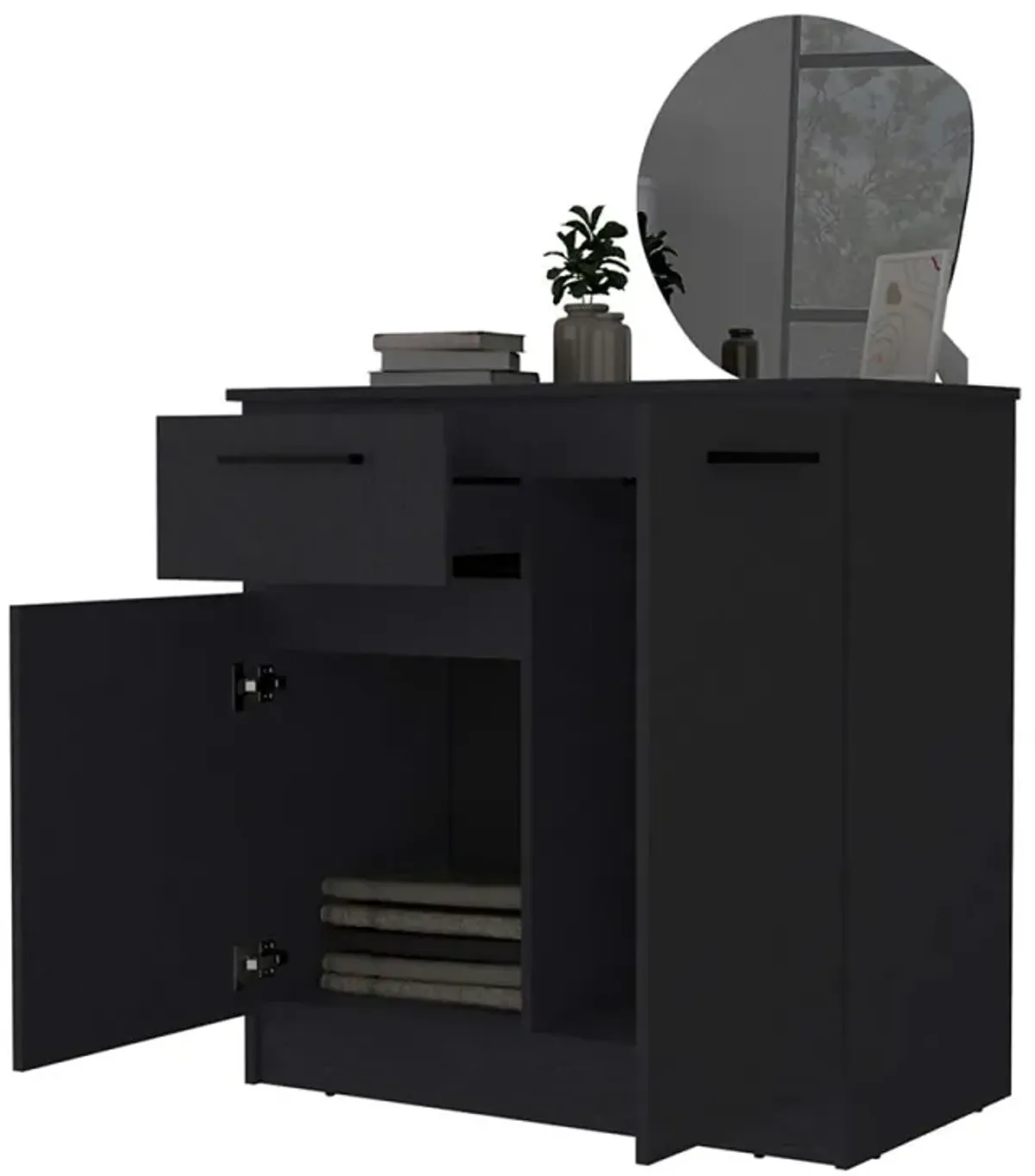 Loonam 2-Door 1-Drawer Dresser Black