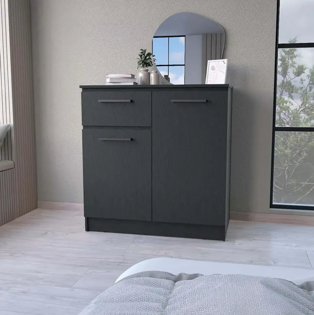 Loonam 2-Door 1-Drawer Dresser Black