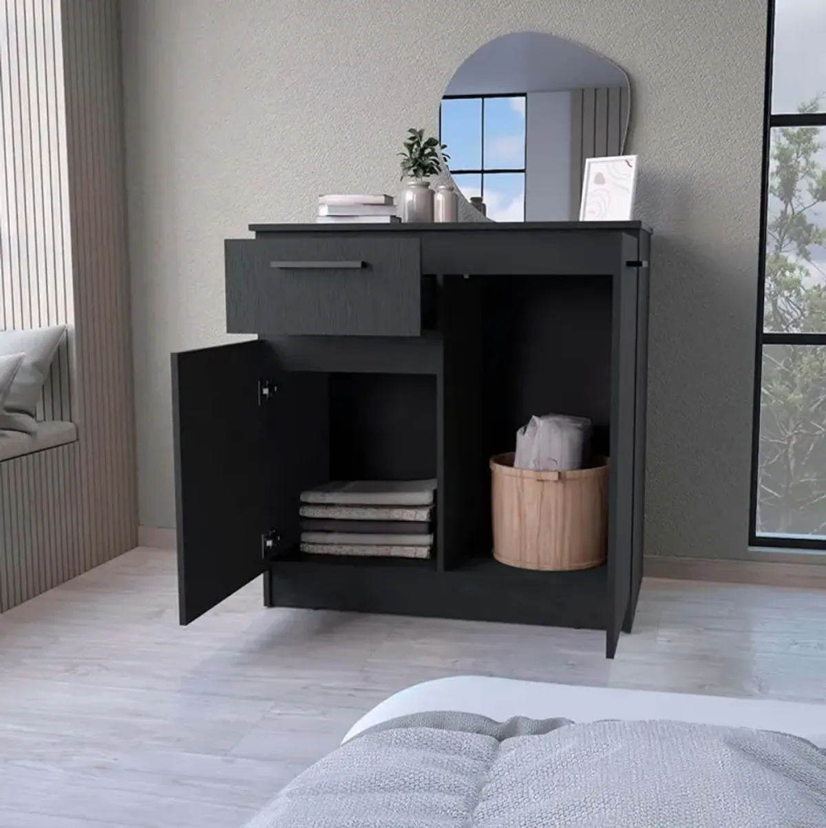 Loonam 2-Door 1-Drawer Dresser Black