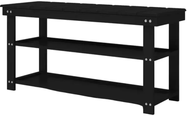 Wooden 2-Shelf Shoe Rack Storage Bench for Entryway or Closet