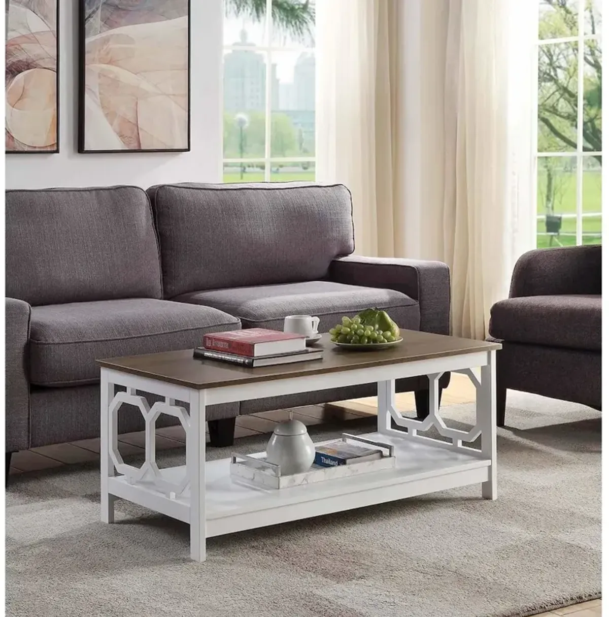 Convience Concept, Inc. Omega Coffee Table with Shelf Driftwood/White