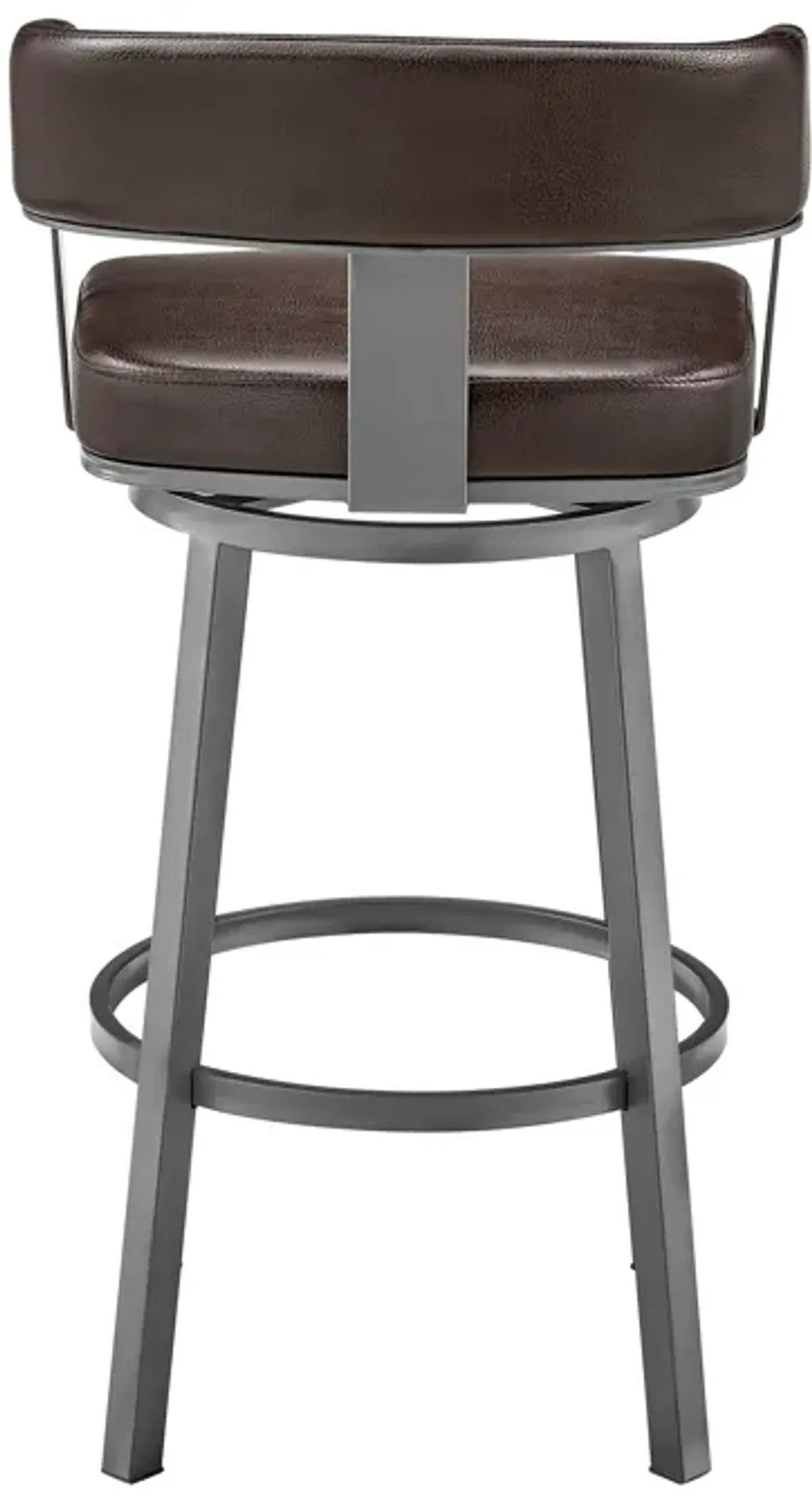 Lorin Bar Height Swivel Bar Stool in Java Brown Finish and Chocolate Faux Leather