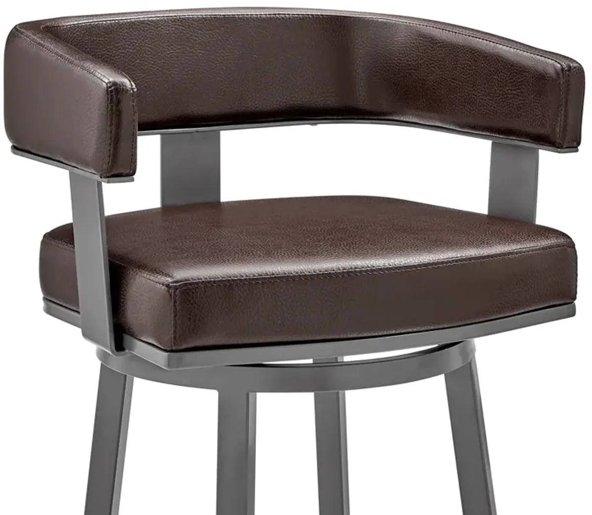 Lorin Bar Height Swivel Bar Stool in Java Brown Finish and Chocolate Faux Leather