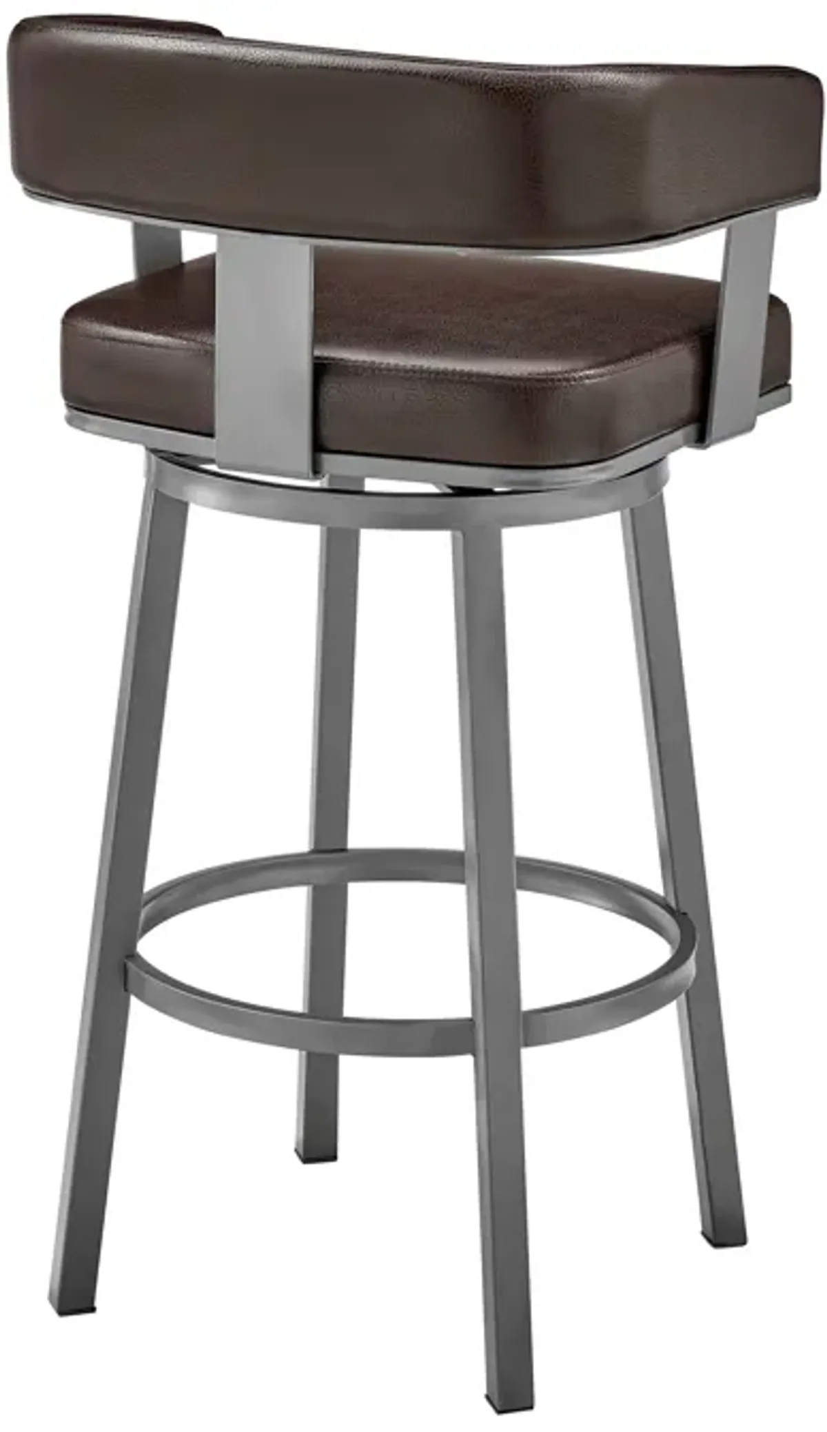 Lorin Bar Height Swivel Bar Stool in Java Brown Finish and Chocolate Faux Leather