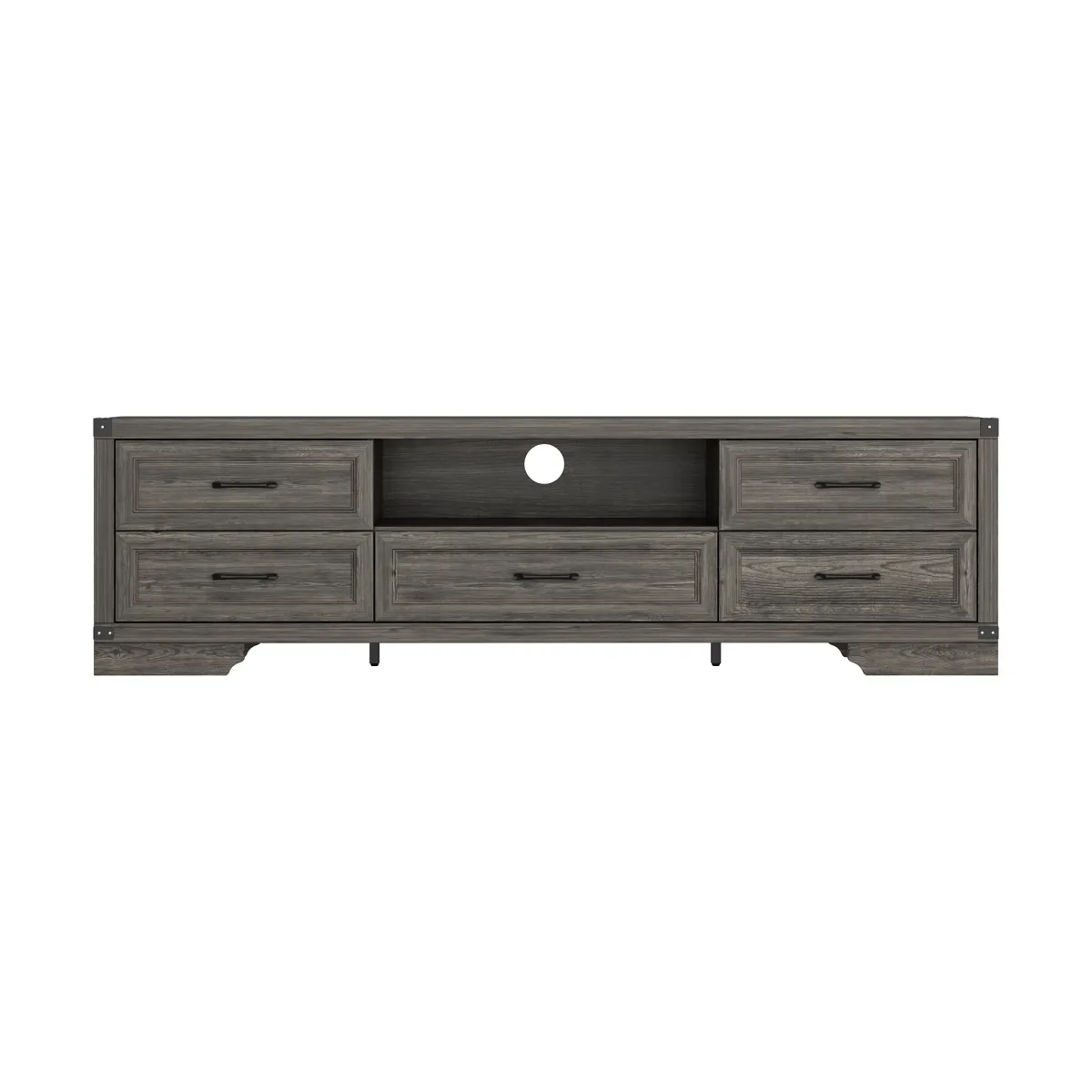 FUFU&GAGA Modern Dark Wood TV Stand – 5 Drawers & Open Shelf, Sturdy P2-Grade MDF Entertainment Center  (70.9" W x 14.1" D x 51.4" H), Dark Wood