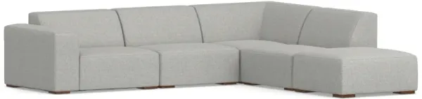 Rex Right Corner Sectional Modular Sofa with Ottoman in Tightly Woven Performance Fabric
