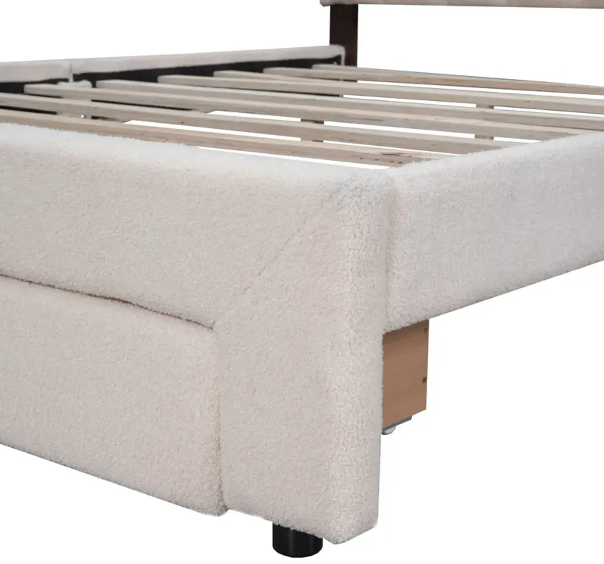 Merax Teddy Fleece  Platform Bed with Drawer