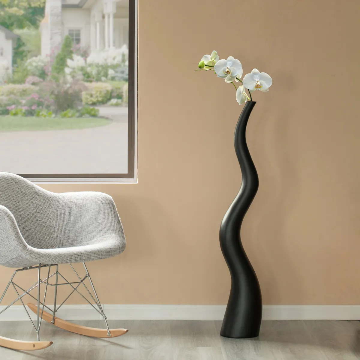 Uniquewise 39.5" Tall Animal Horn Shape Floor Vase: Elegant Ceramic Black Accent for Entryway, Dining, or Living Room Decor - Distinctive Antler Design, Adding Nature-Inspired Charm to Your Home