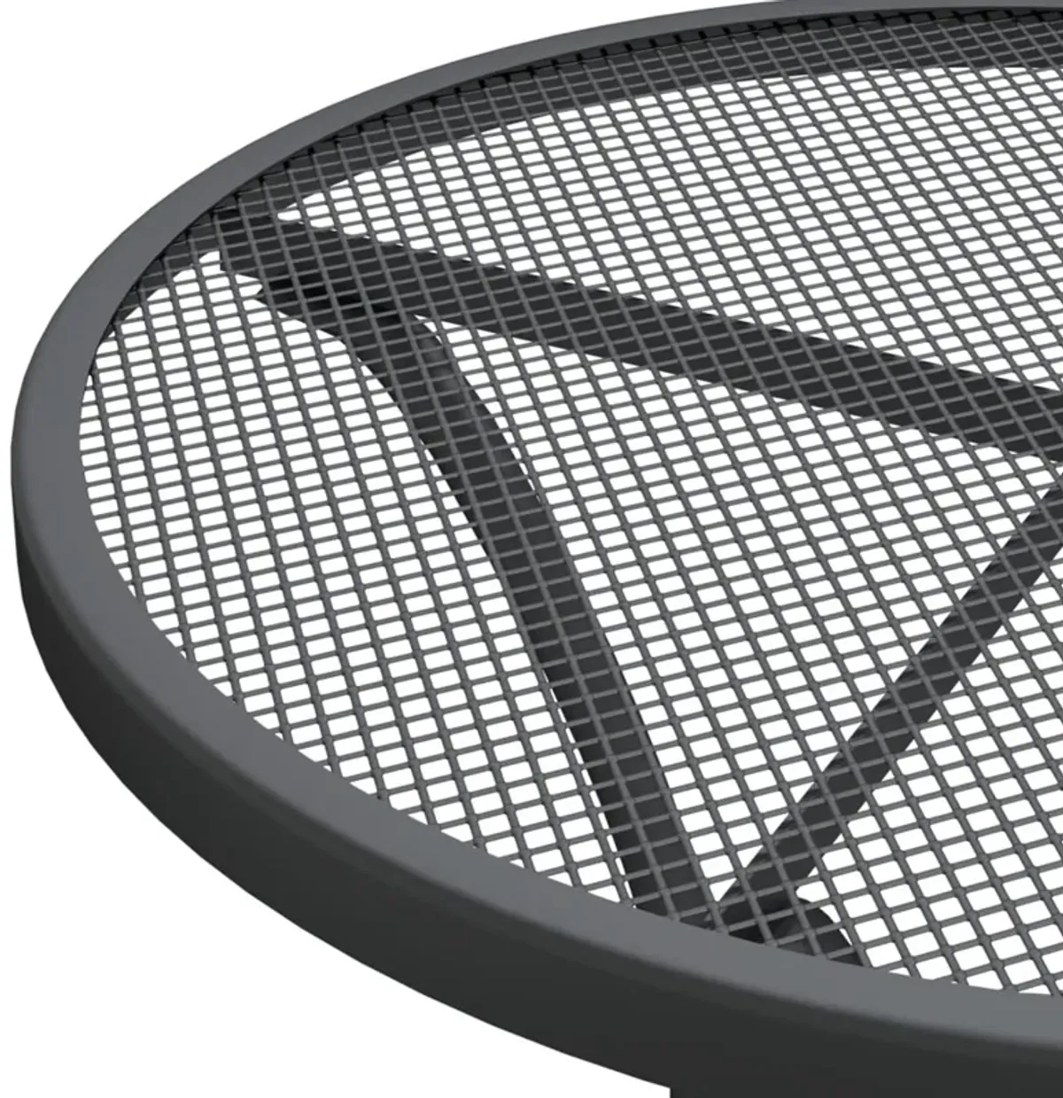 Outdoor Dining Breakfast Table, 28 Inch, Round Tabletop, Gray Metal - Benzara