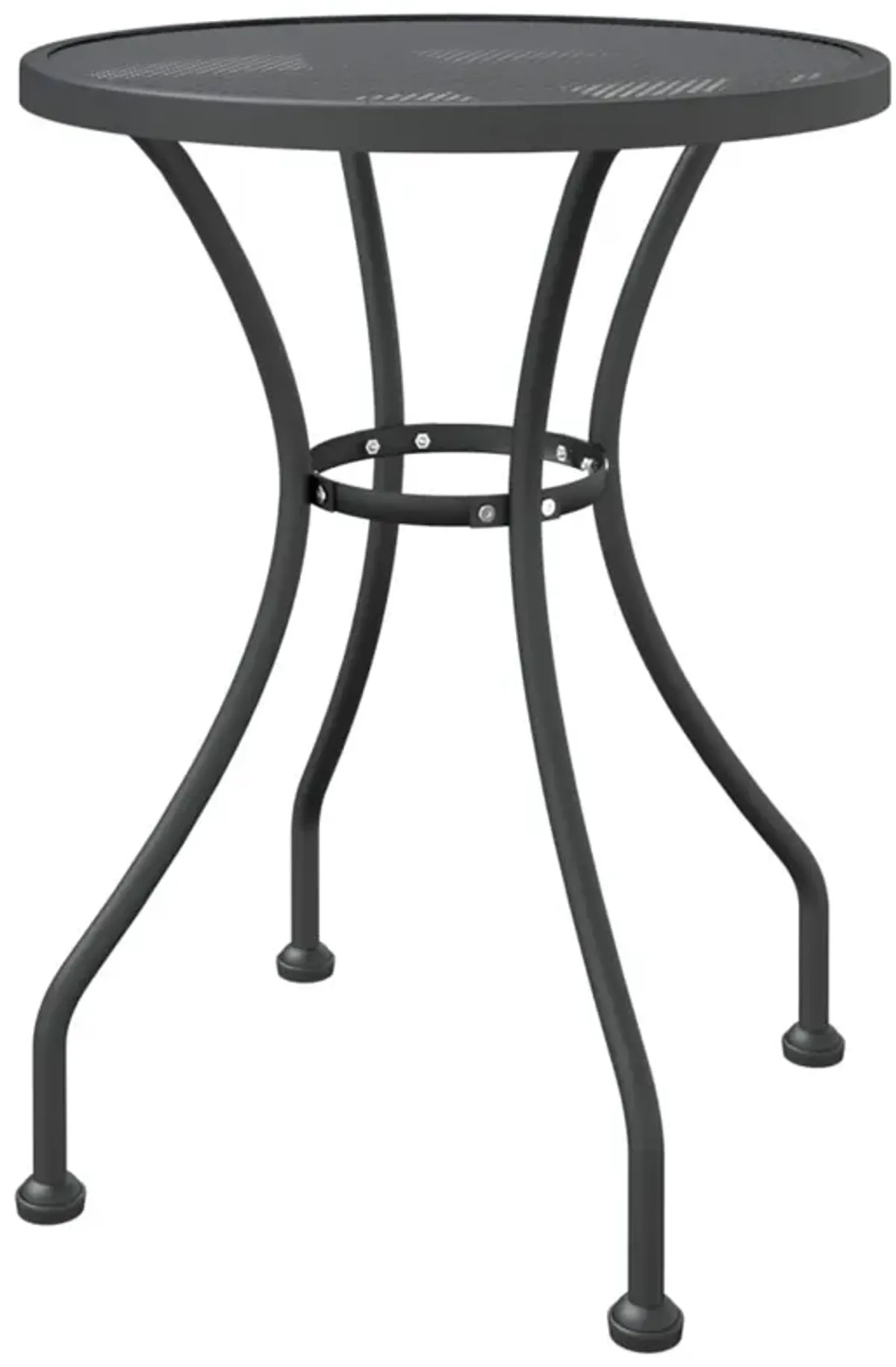 Outdoor Dining Breakfast Table, 28 Inch, Round Tabletop, Gray Metal - Benzara