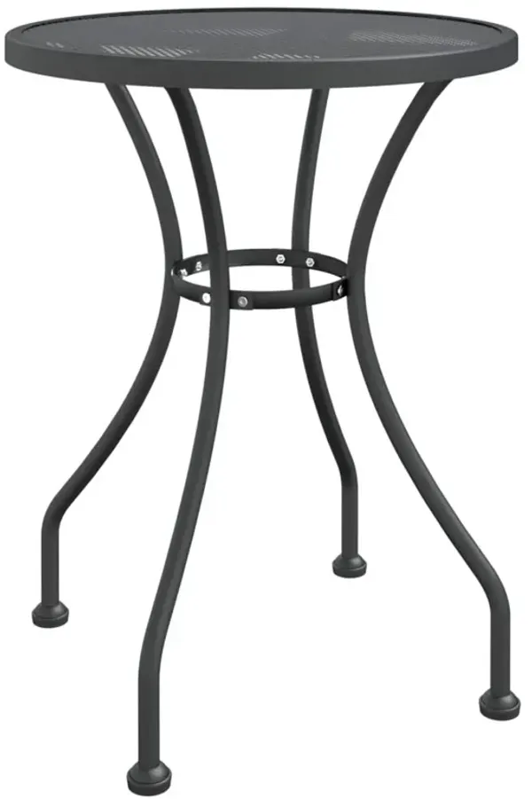 Outdoor Dining Breakfast Table, 28 Inch, Round Tabletop, Gray Metal - Benzara