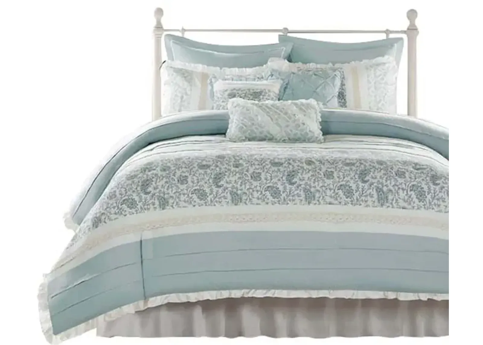 Gracie Mills Singleton 9-Piece Cotton Percale Comforter Set with Paisley Print