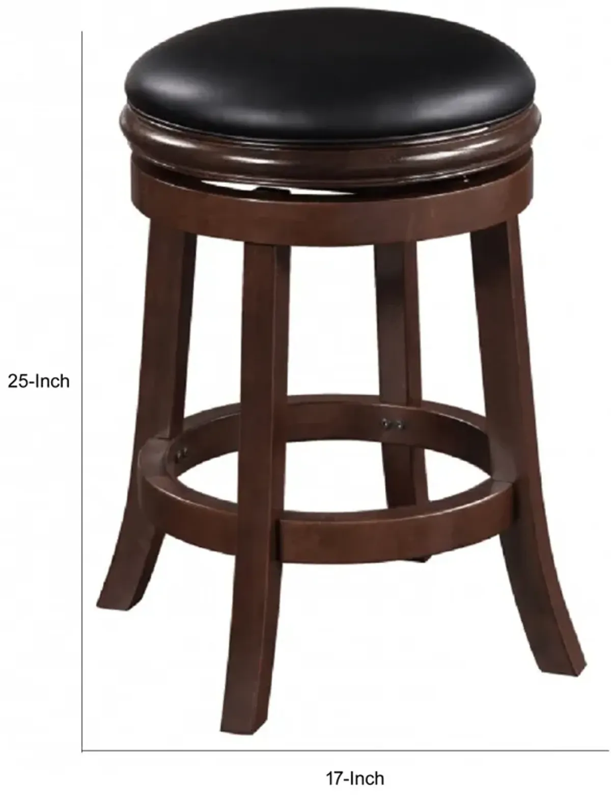 Sabi Swivel Counter Stool, Solid Wood, Faux Leather