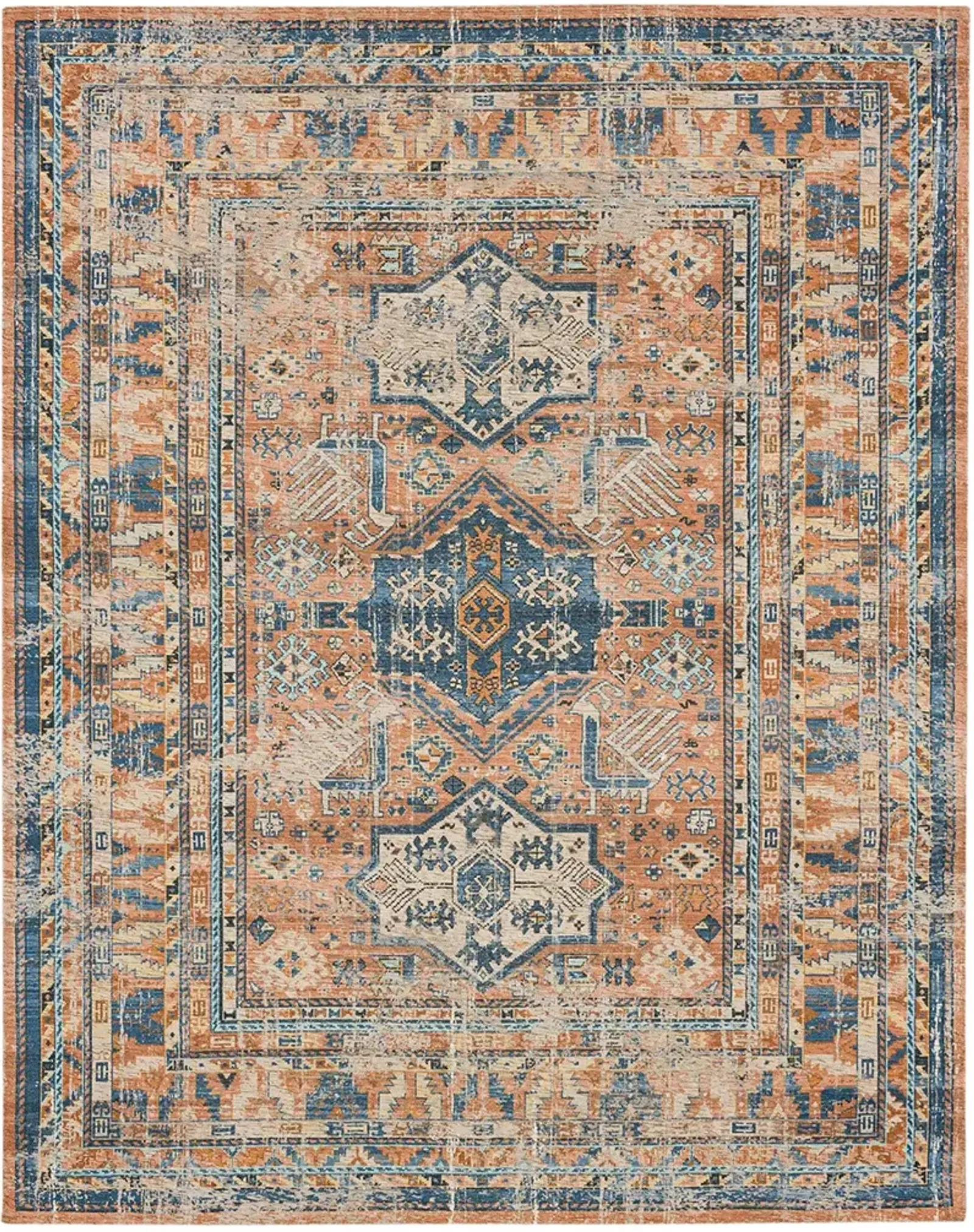 Zula Haykota Terracotta/Rust Blue 5' X 8' Rug