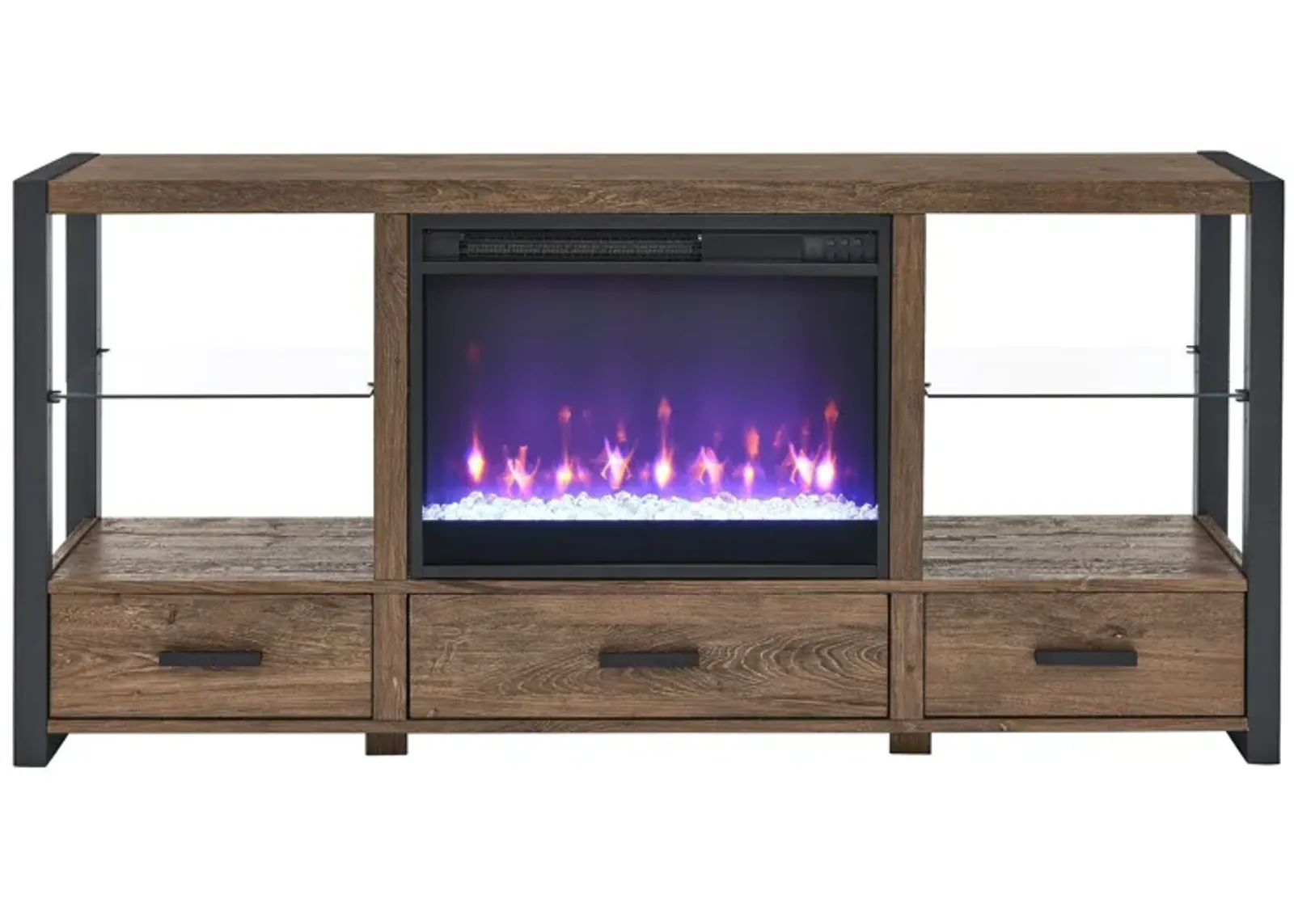 MONDAWE 60 Inch Electric Fireplace Media TV Stand With Sync Colorful LED Lights