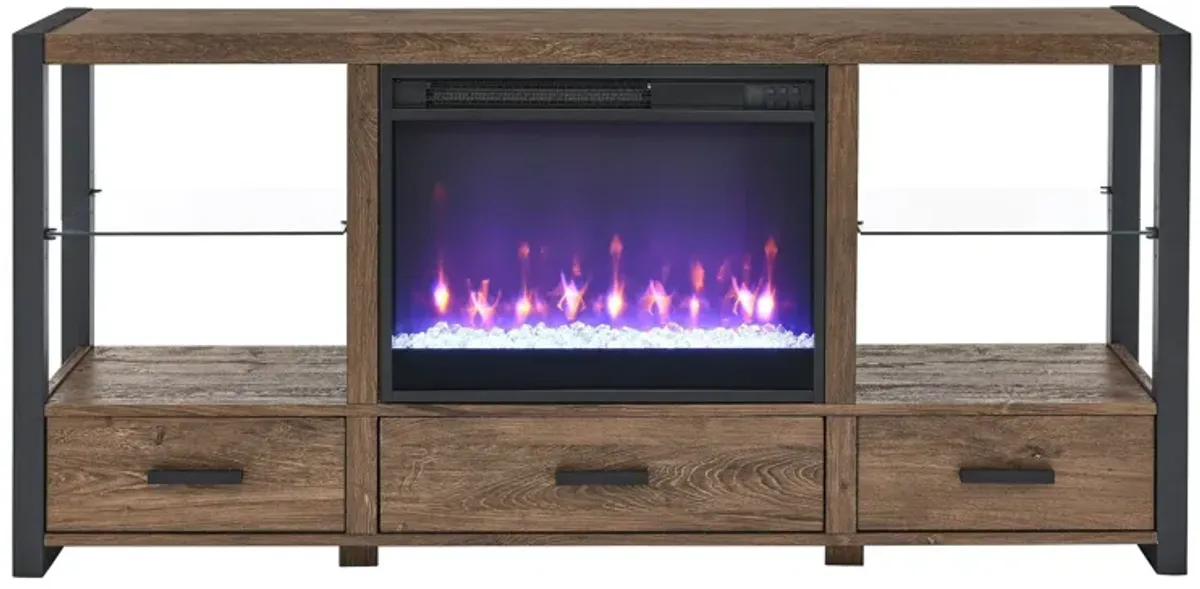 MONDAWE 60 Inch Electric Fireplace Media TV Stand With Sync Colorful LED Lights