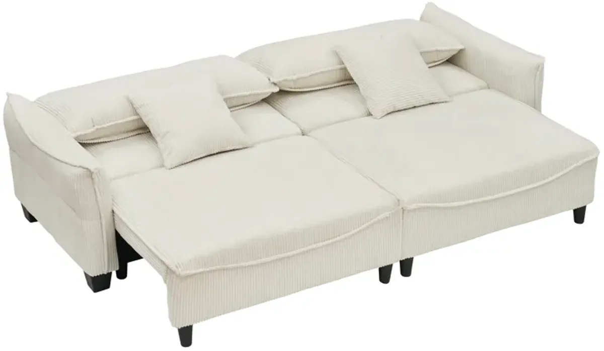 Merax Corduroy Fabric Loveseat Sofa Bed with Pillows