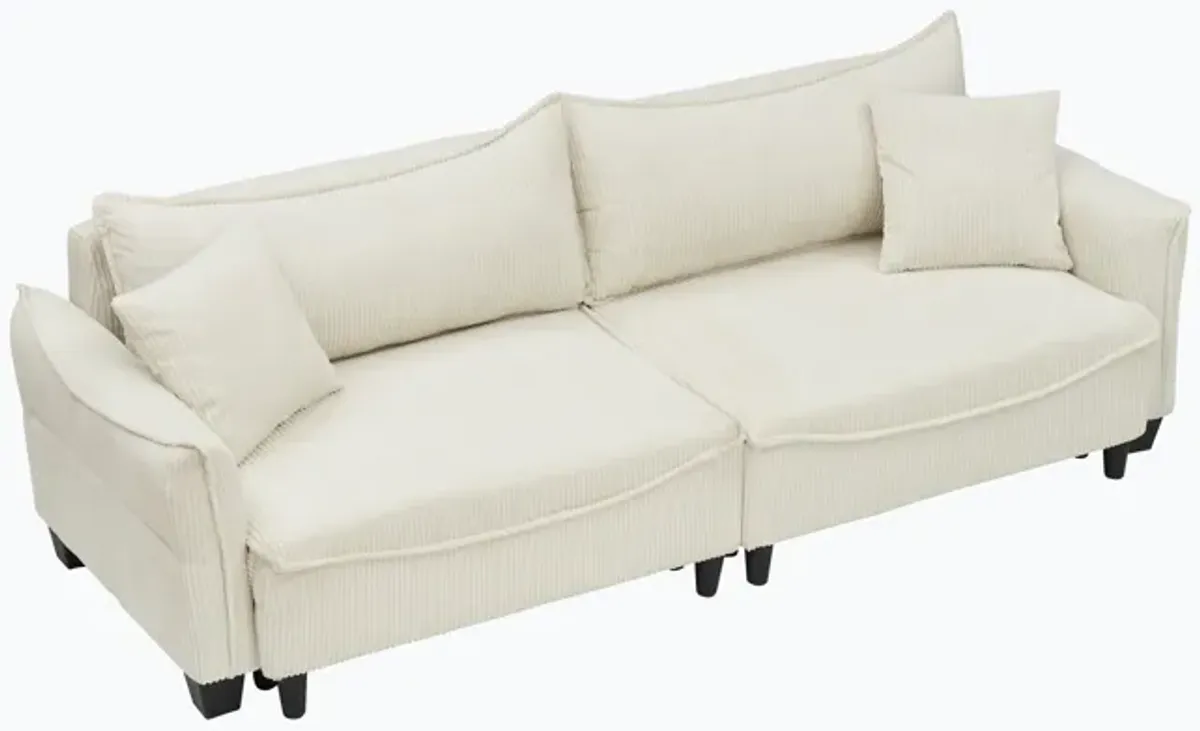 Merax Corduroy Fabric Loveseat Sofa Bed with Pillows