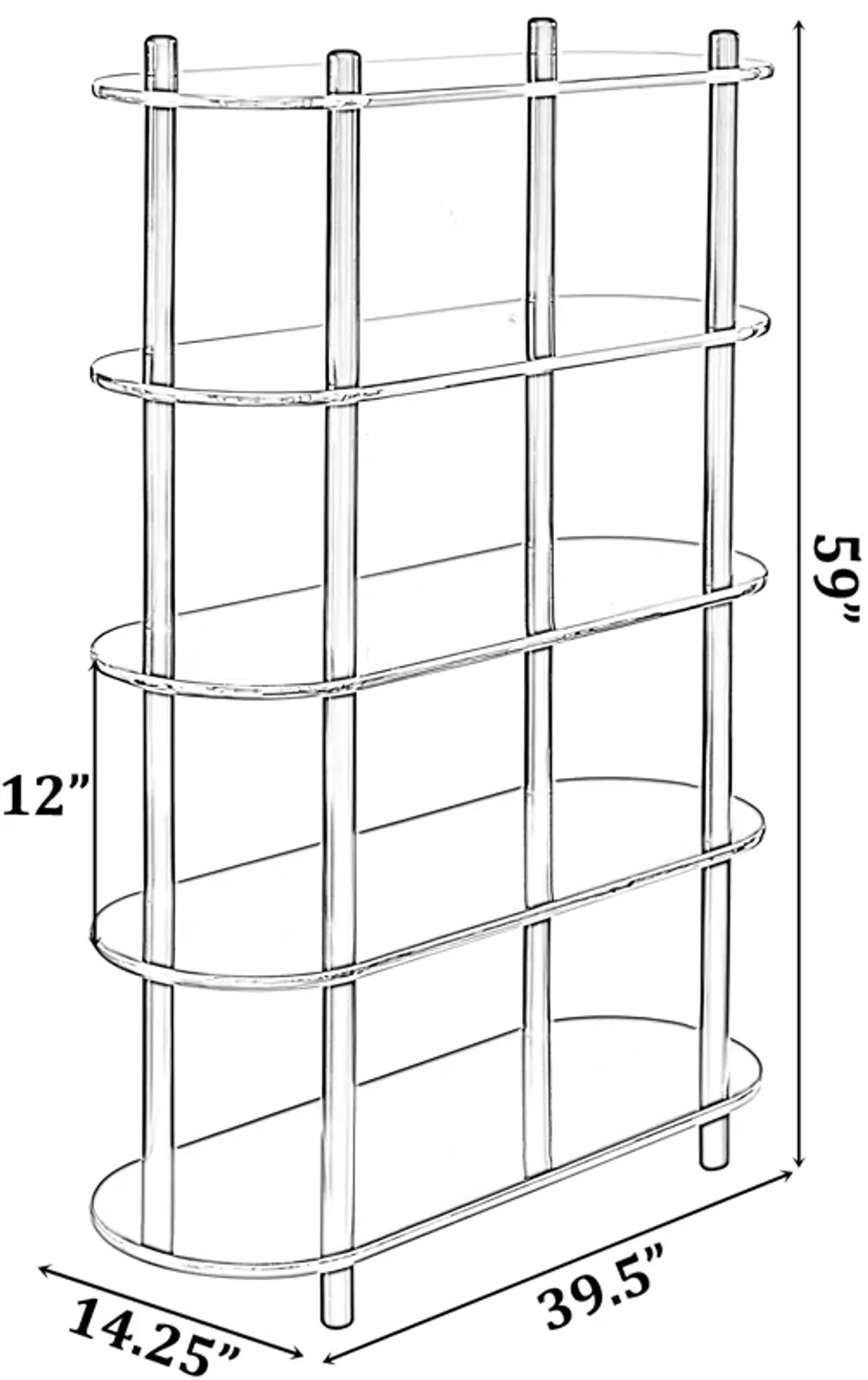 5 Tier Open Bookshelf, Contemporary Classic Modern Style Free Standing Wood Display Rack Unit for Collections, 59" Height Etagere Bookcase, Brown