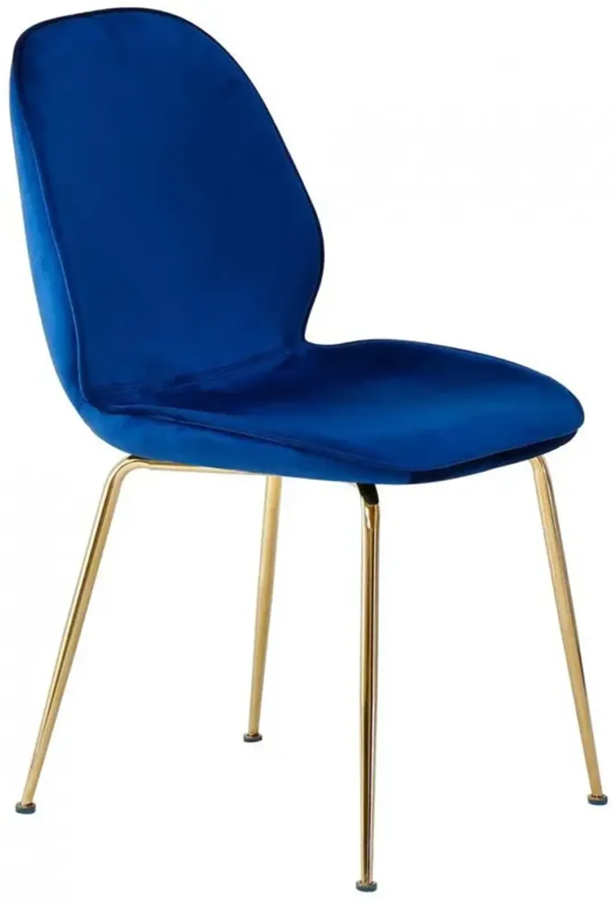 Best Master Mid-Century Velvet Upholstered Dining Side Chair in Blue (Set of 2)