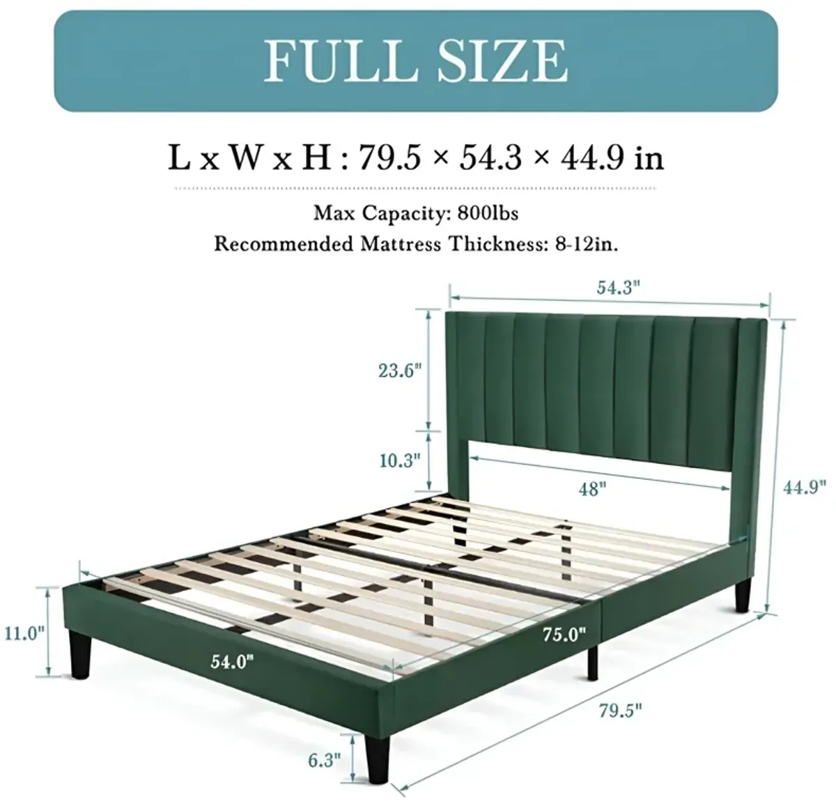 Velvet Upholstered Platform Bed with Headboard Stylish and Durable Design