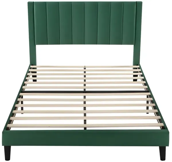 Velvet Upholstered Platform Bed with Headboard Stylish and Durable Design