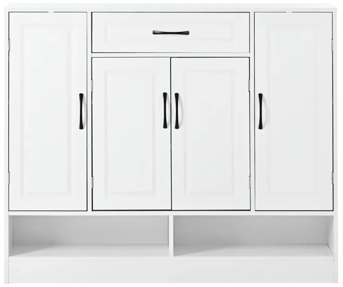 Modern White Shoe Cabinet with Adjustable Shelves