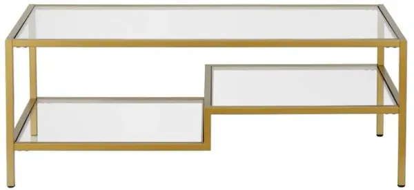 Hudson&Canal Lovett 45'' Wide Rectangular Coffee Table in Brass