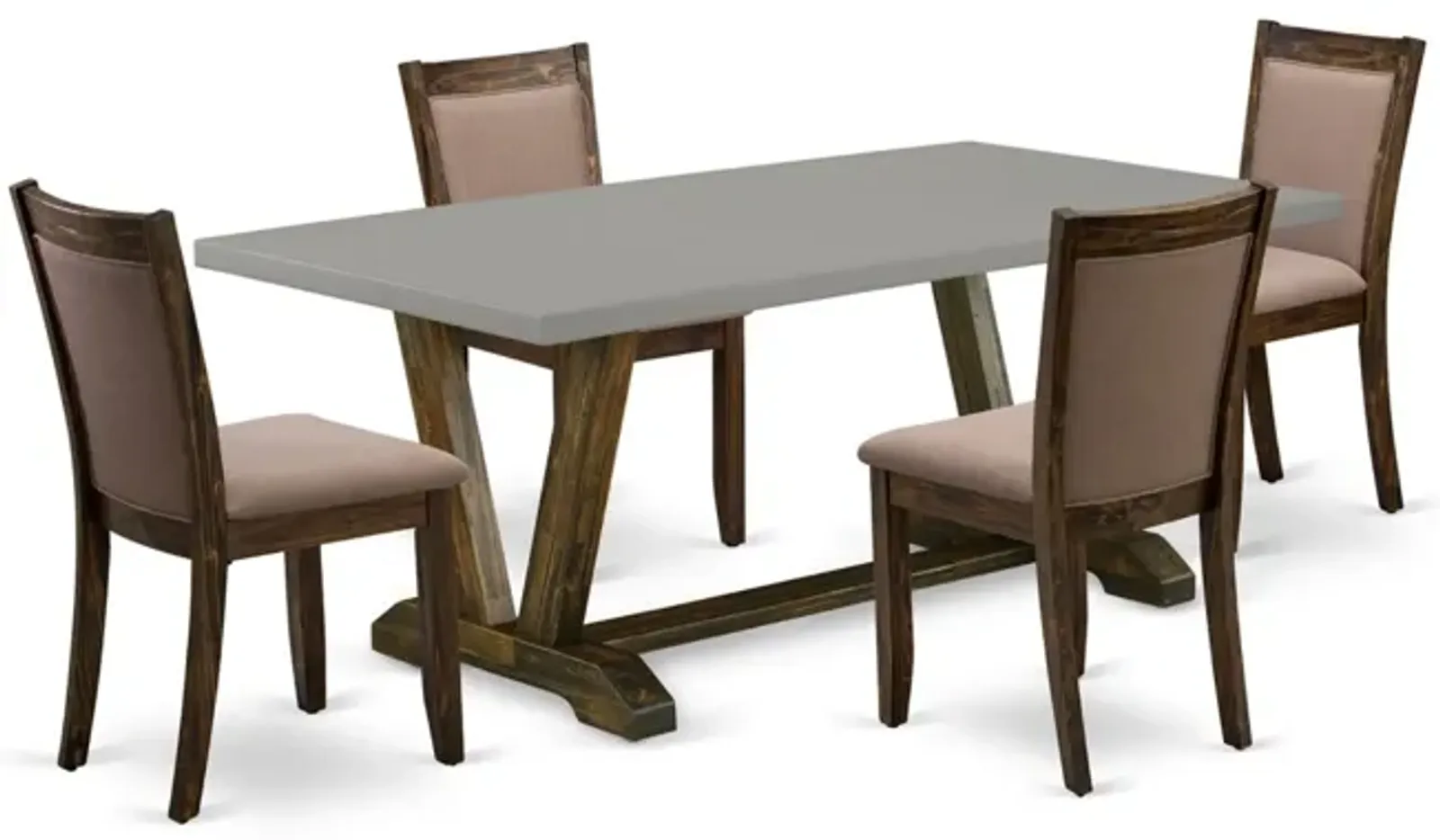 East West Furniture V797MZ748-5 5Pc Dining Set - Rectangular Table and 4 Parson Chairs - Multi-Color Color