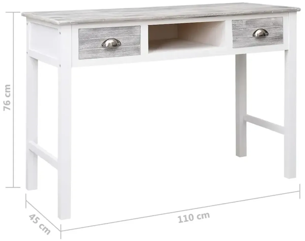 vidaXL Writing Desk Gray 43.3"x17.7"x29.9" Wood