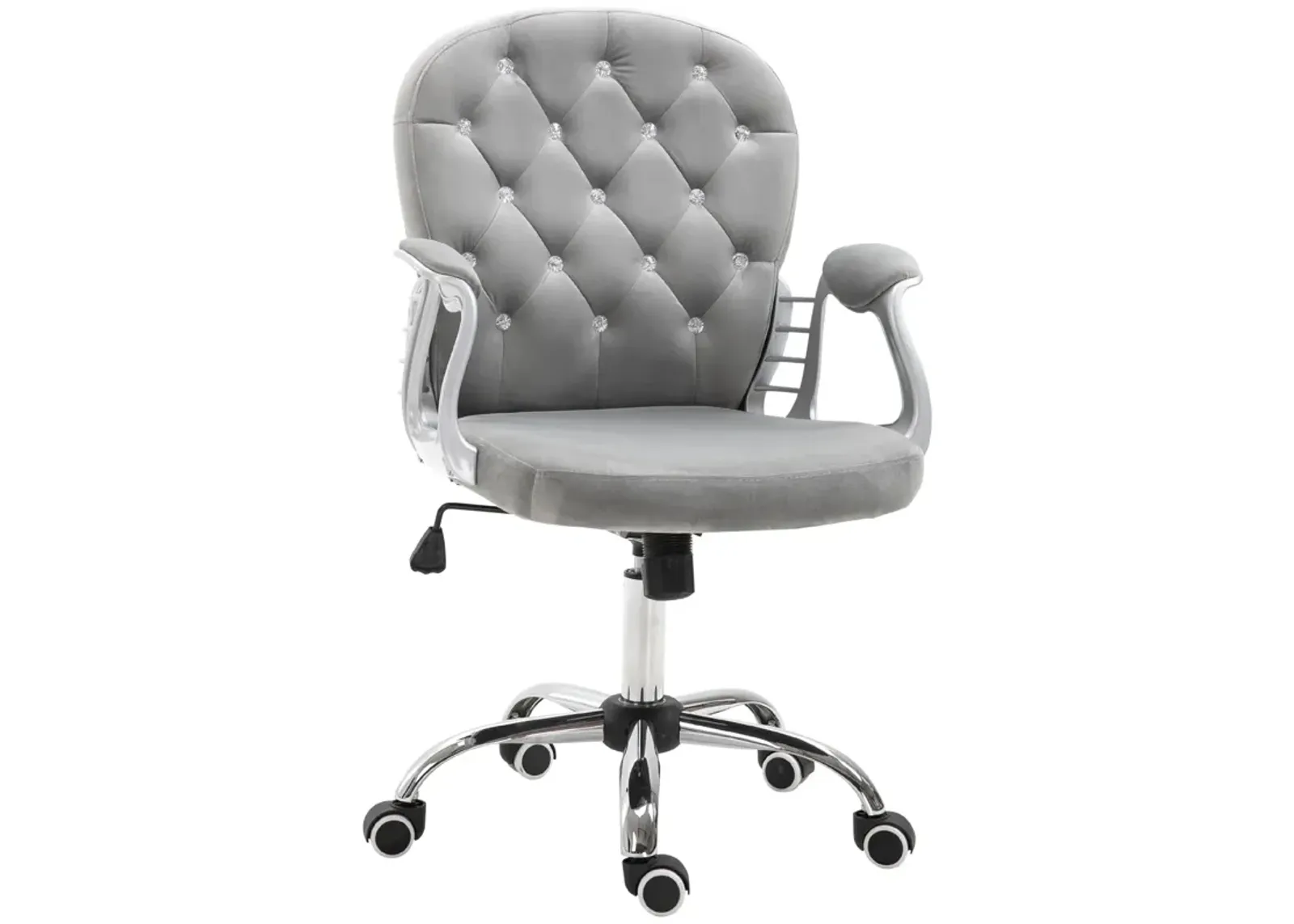 Gray Office Elegance: Velvet Button Tufted Adjustable Swivel Chair