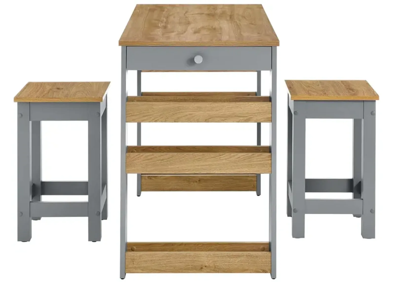 Galley 3-Piece Kitchen Island and Stool Set