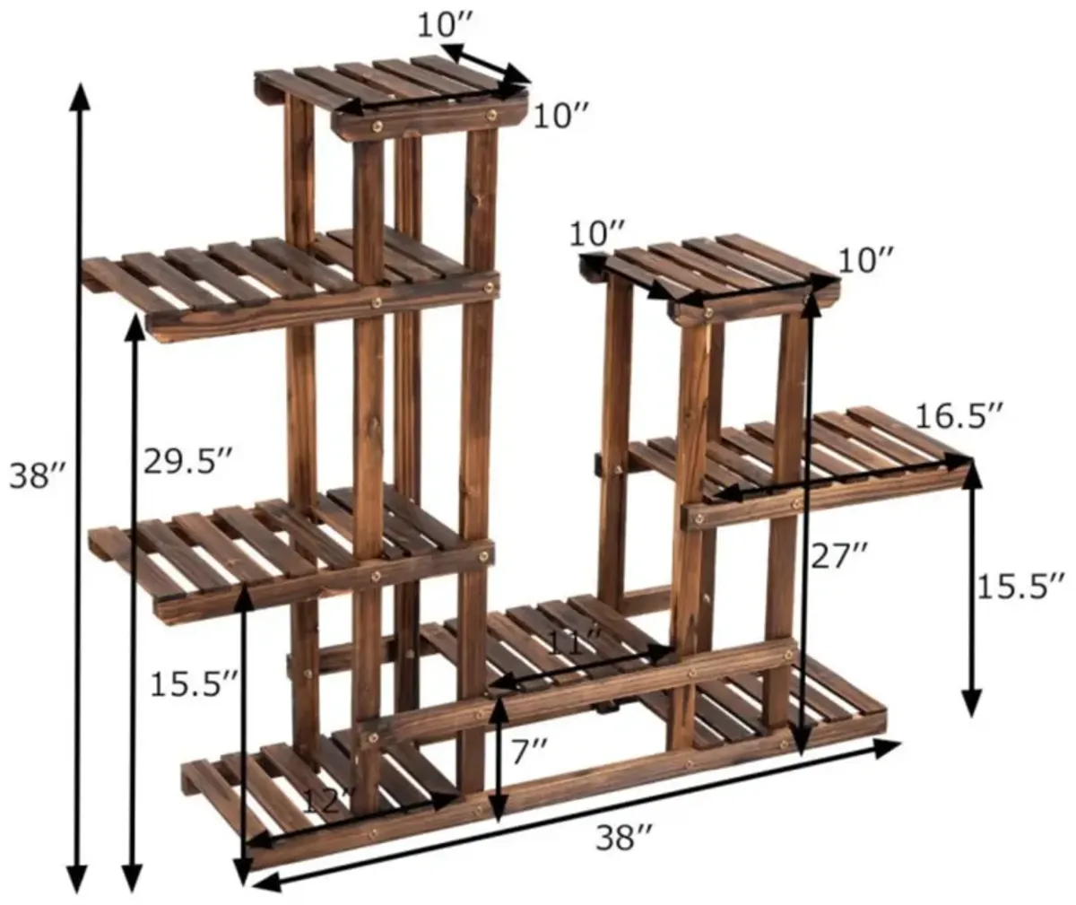 Hivvago 6 Tier Wooden Shelf Storage Plant Rack Stand