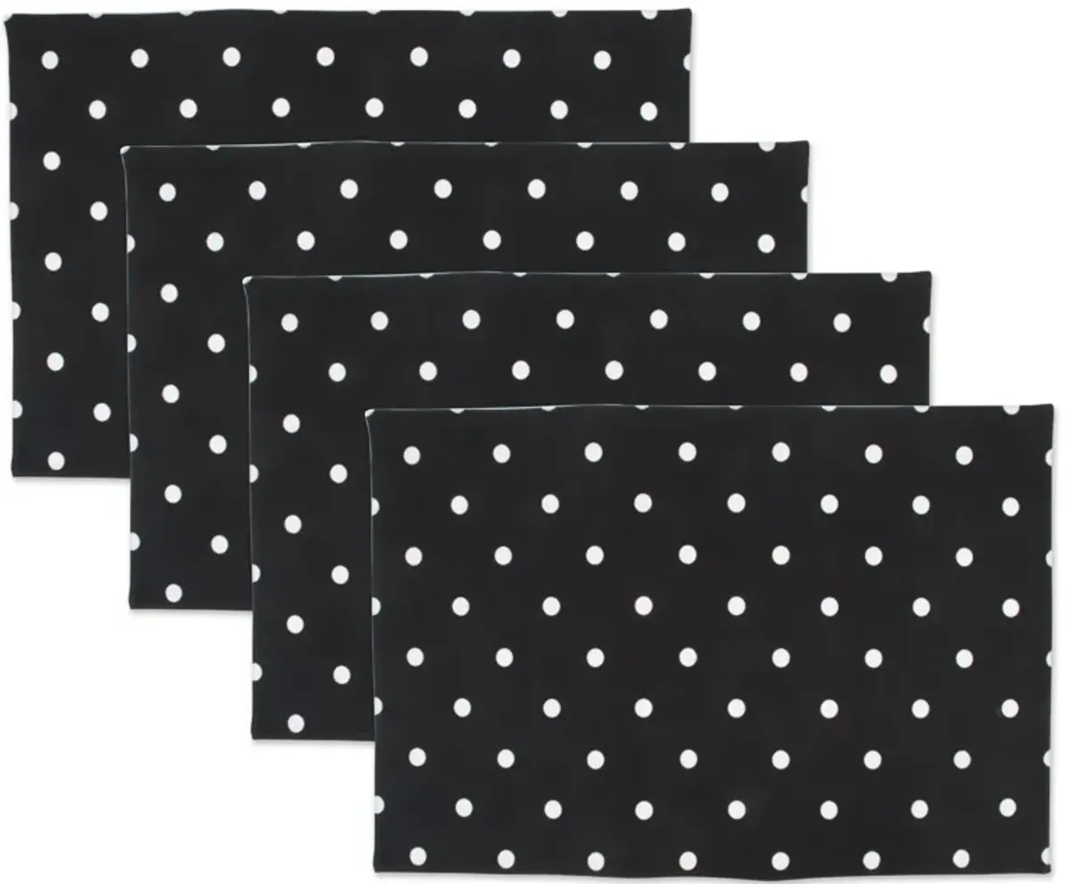 Set of 4 Black and White Rectangular Reversible Placemat 19"