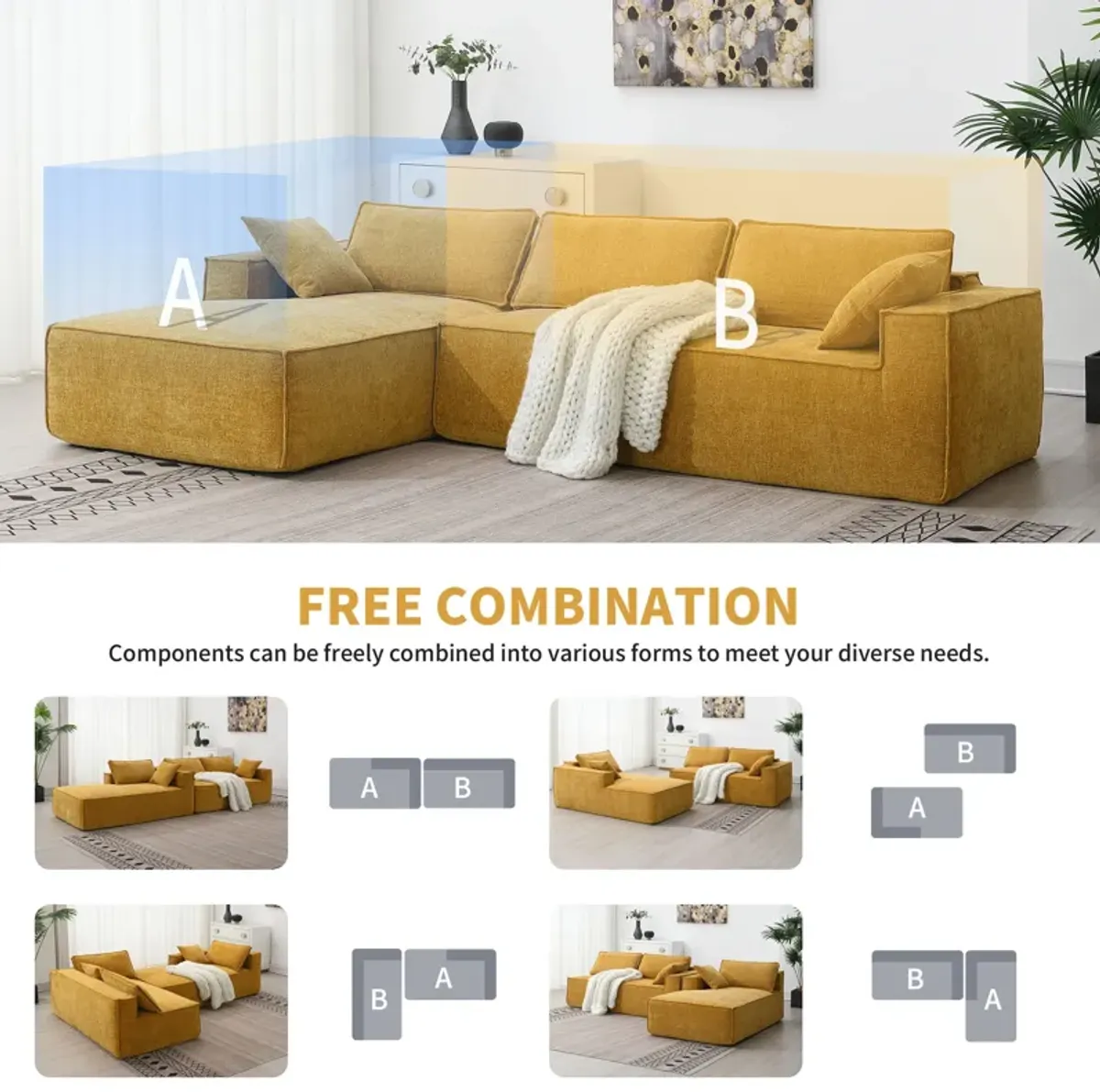 Minimalist Style Modular Sectional Sofa