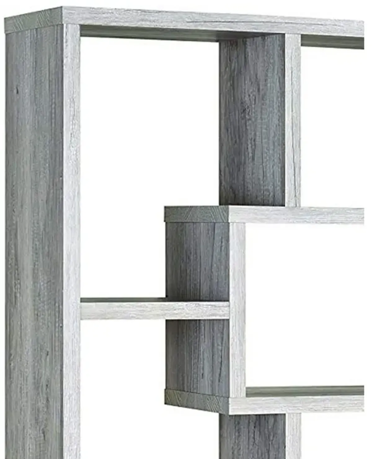 Modish Wooden Bookcase With Multiple Shelves, Gray-Benzara