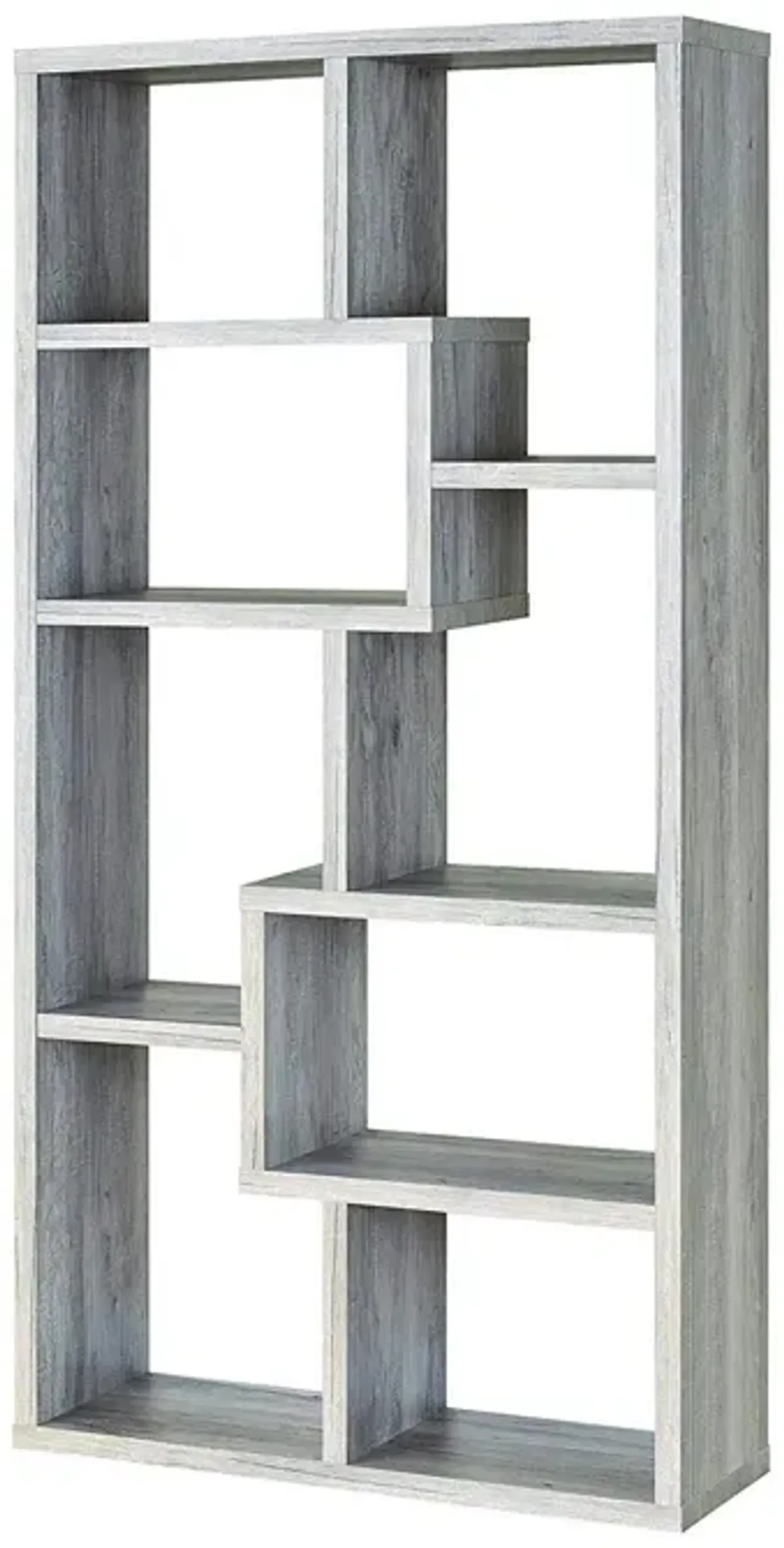 Modish Wooden Bookcase With Multiple Shelves, Gray-Benzara