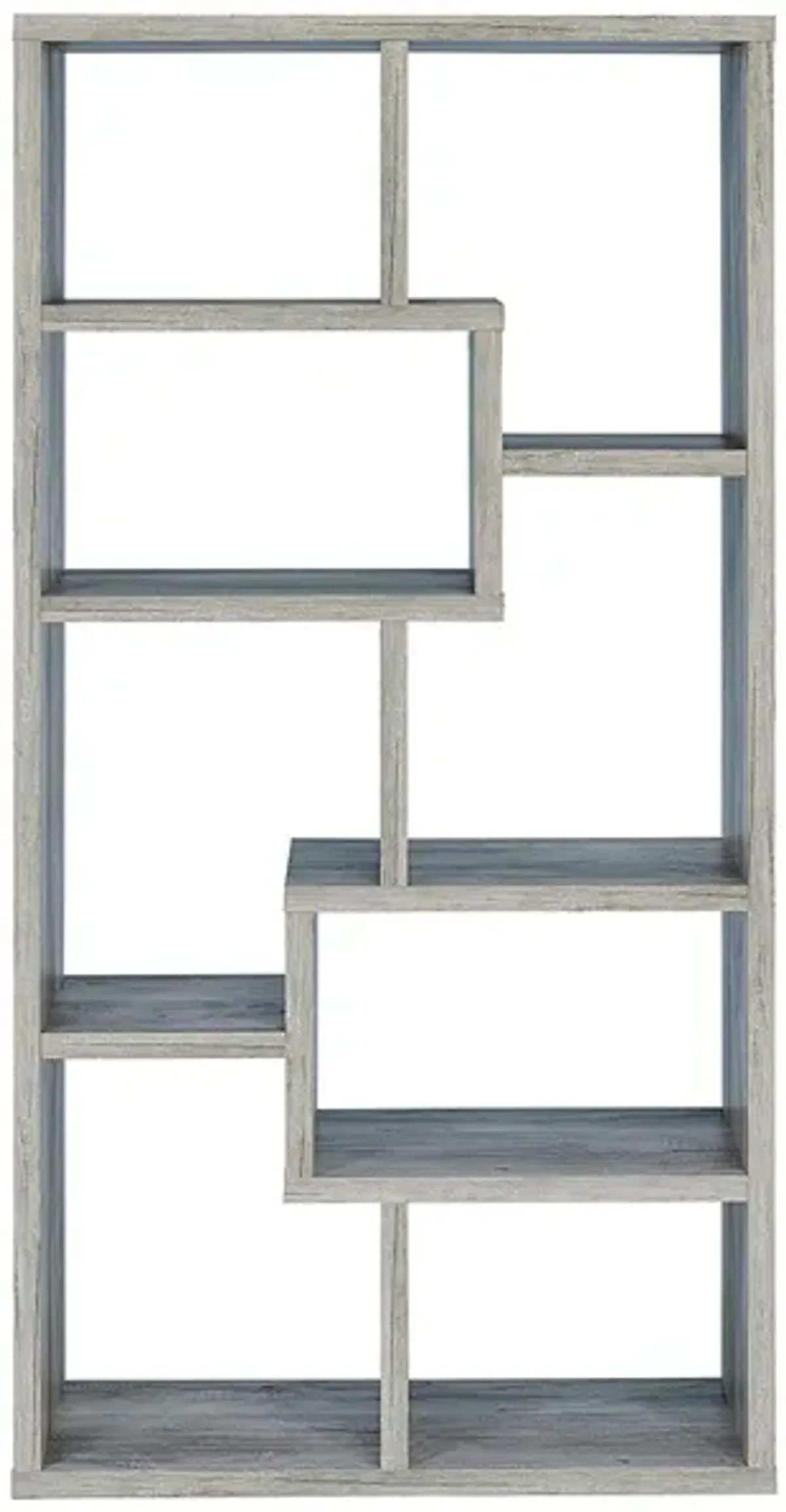 Modish Wooden Bookcase With Multiple Shelves, Gray-Benzara