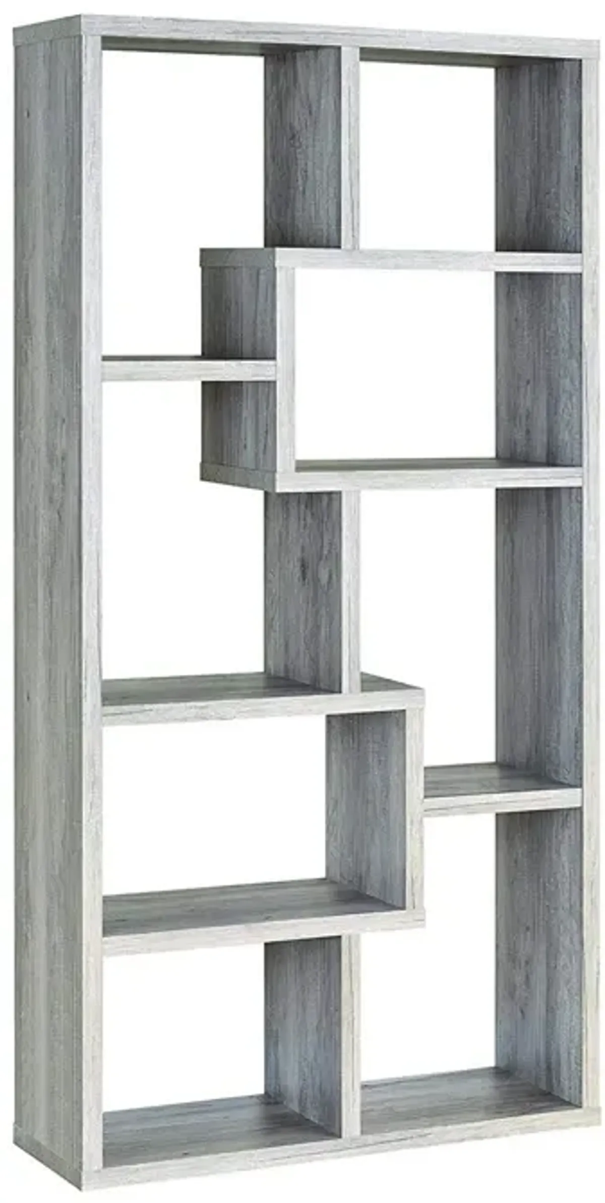 Modish Wooden Bookcase With Multiple Shelves, Gray-Benzara