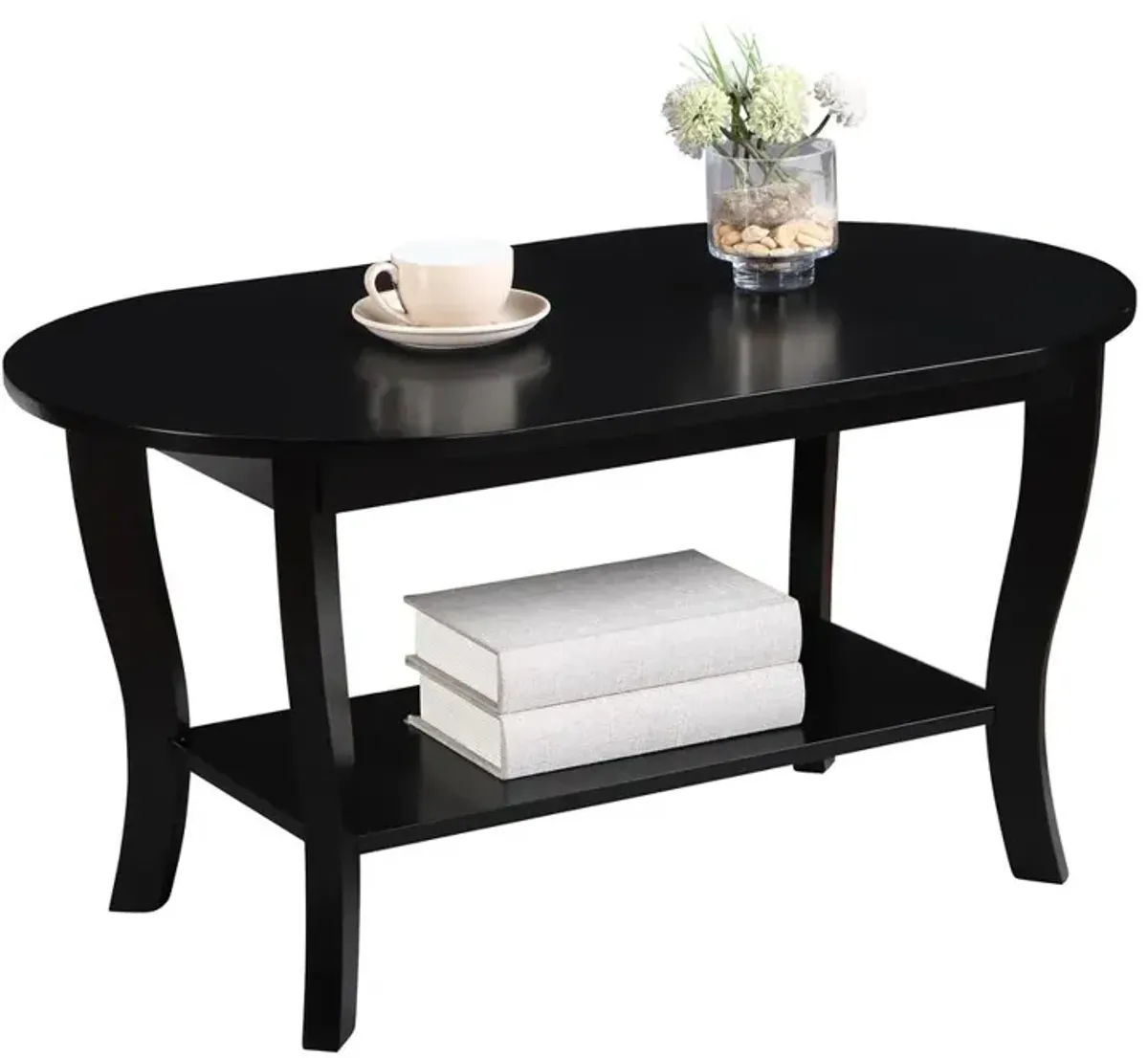 Convenience Concepts American Heritage Oval Coffee Table with Shelf